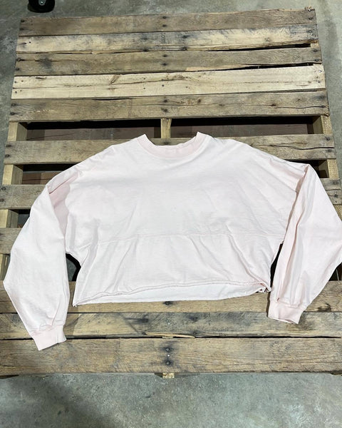 "KC" Light Pink Oversized 'Las Vegas' Crop Top: Large