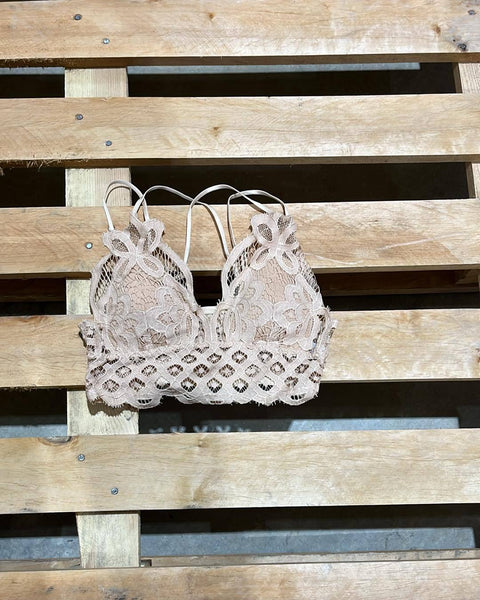 Light Beige Scalloped Lace Bralette