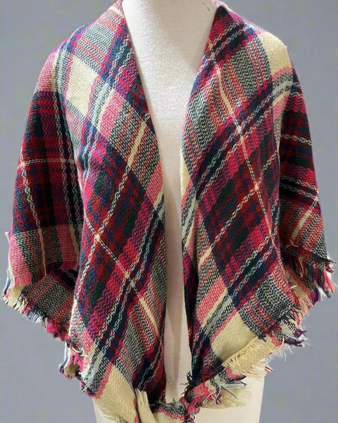 "KC" Fuchsia + Green Multi Use Scarf: O/S