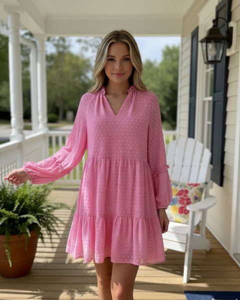 "KC" CeCe Pink Polkadot Dress-Sm