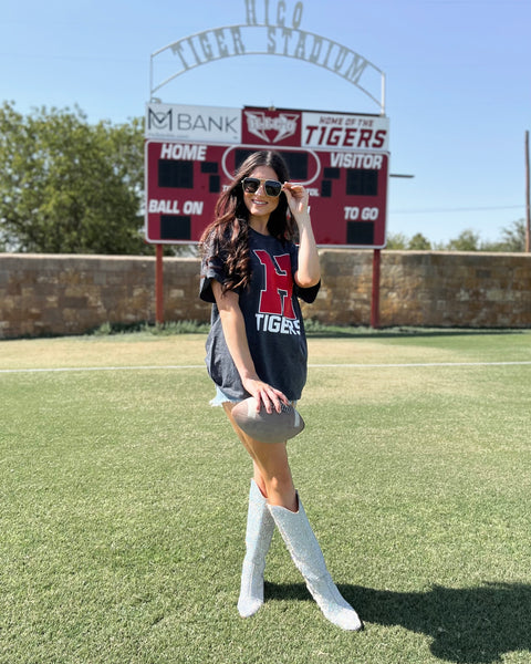 Dark Grey “Hico Tiger” Graphic Tee - The Lace Cactus