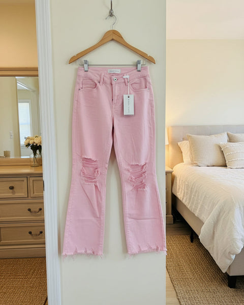 "KC" Soft Pink Heavy Distressed Jeans: Size 0/24