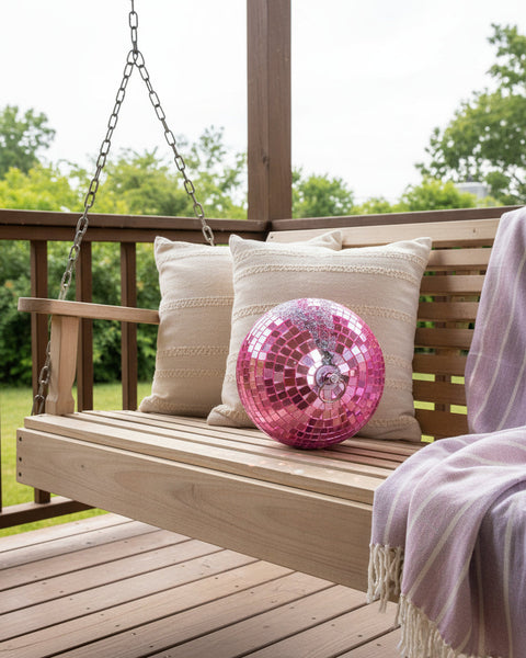 "KC" Pink Glitter Disco Ball
