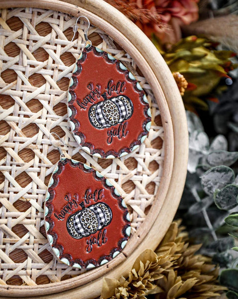 "Happy Fall Y'all" Teardrop Earrings - The Lace Cactus
