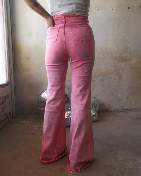 Hey Girl Hey Pink Denim Bell Bottoms - The Lace Cactus