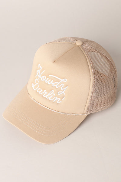 Beige "HOWDY DARLIN" Trucker Hat
