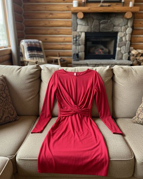 “KC "Red Dress w/ Cross Detail:SMALL