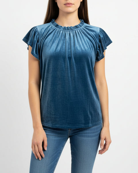 Hazel Turquoise Velvet Top