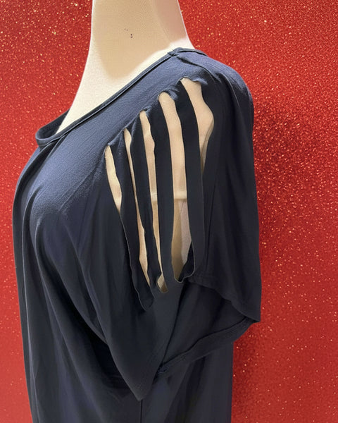 "KC" Navy Laser cut Stars & Stripes Tee: Medium