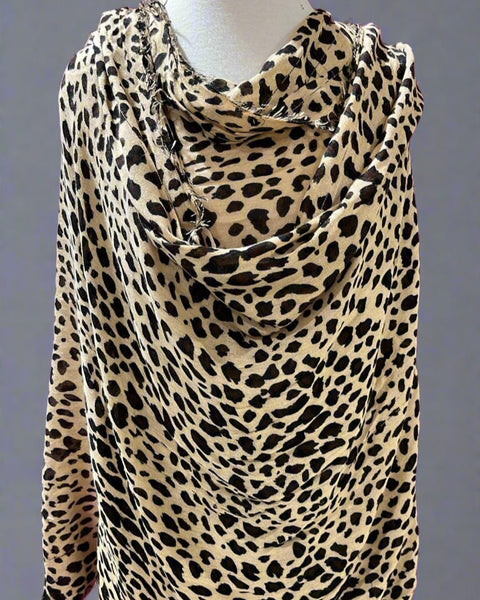 "KC" Tan Cheetah Print Scarf: O/S