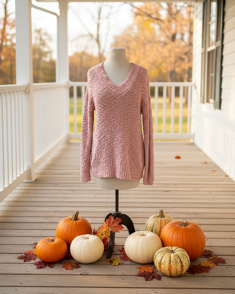 "KC" Bubblegum Pink Popcorn Sweater: Small