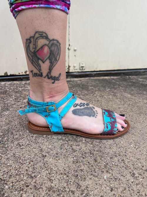 Rusted Turquoise Sandal - The Lace Cactus