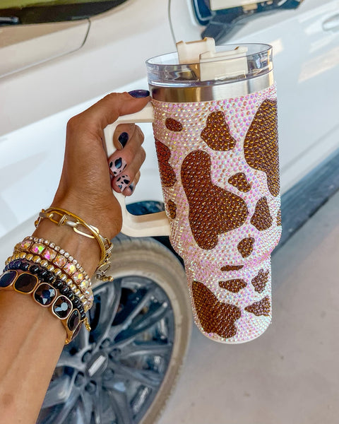 Swig Sip Brown Rhinestone Cow Tumbler - The Lace Cactus