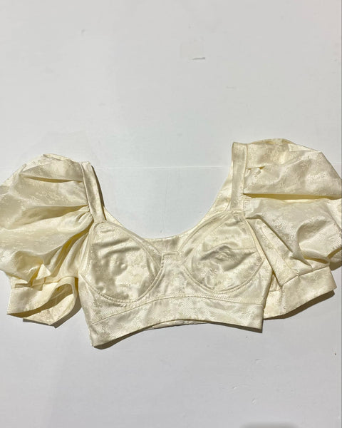 "KC" Cream Short Puff Sleeve Bustier Crop Top (Simone Rocha) Size: 4