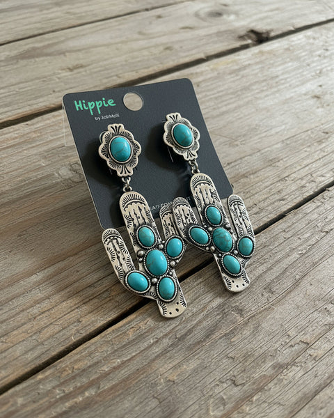 Cactus Turquoise and Gun Metal Earrings