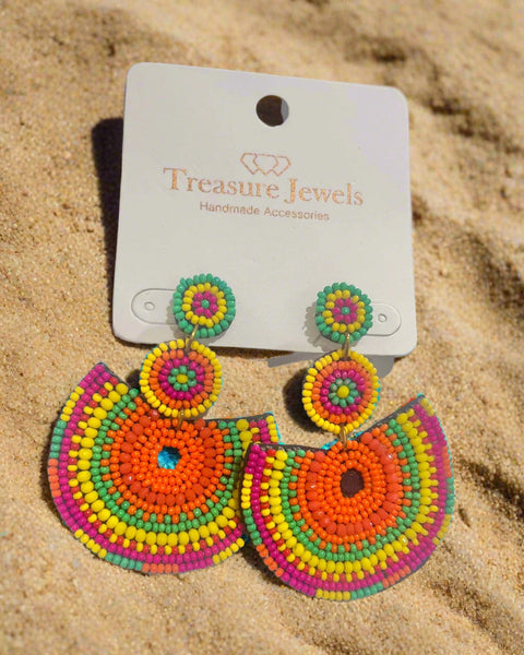 Bright Tropical Island Fan Earrings