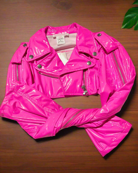 Barbie Pink Crop Jacket w/ Zipper Detail