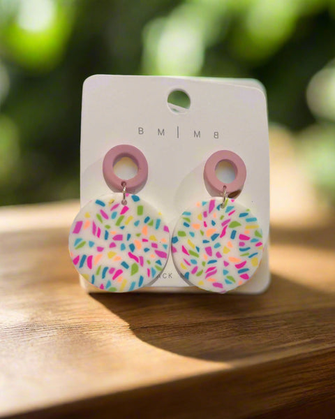 Rainbow Speck Round Post Earrings