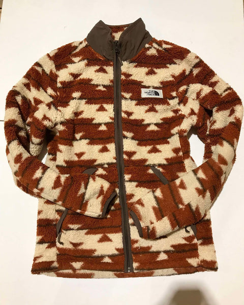 "KC" Ivory + Rust North Face Aztec Fuzz Jacket: SM
