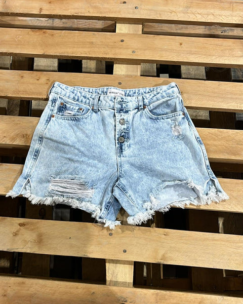 "KC" Light Blue Button Up Denim Shorts-8