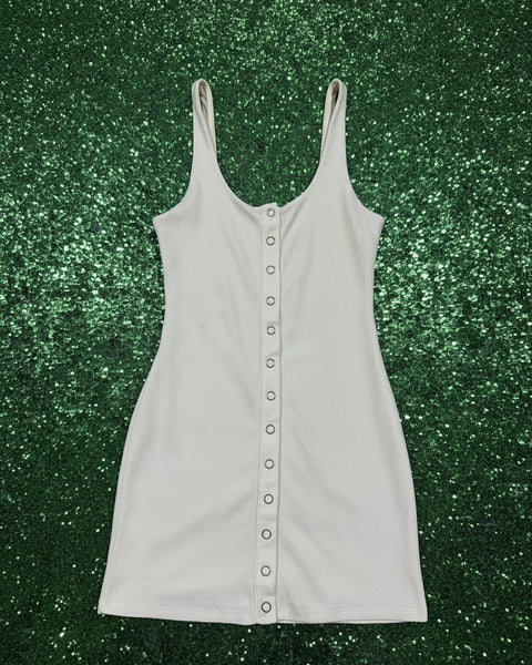 “KC” Peach Waffle Knit Snap Tank Dress: MD