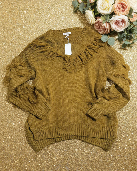 "KC" NEW Brass Mustard Tassel Sweater:SM