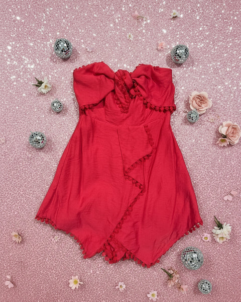 “KC "Red Strapless Tie Front Mini Dress NWT: SM