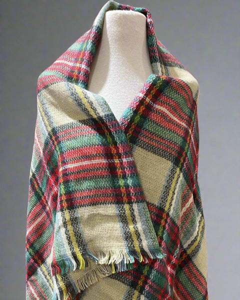 "KC" Red & Green Woven Scarf: O/S