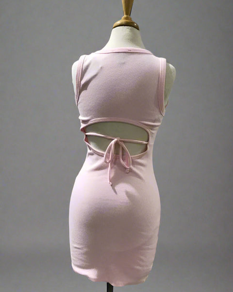 "KC" Pink Rib Knit Dress (NWT) With Cutout Back: Medium