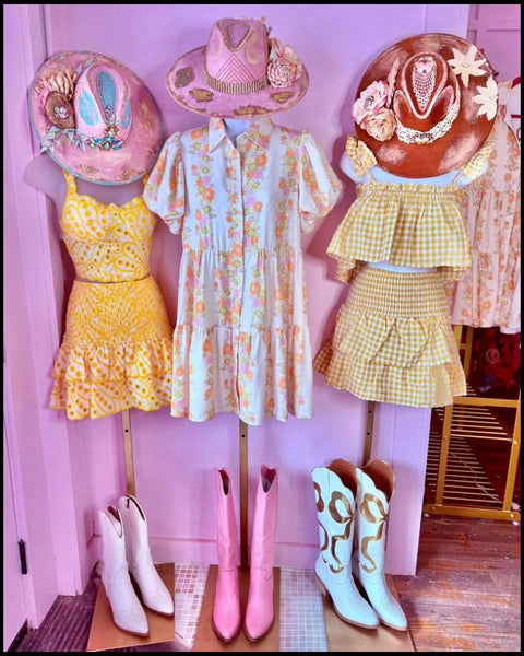 Mable Mustard Gingham Crop & Skirt Set