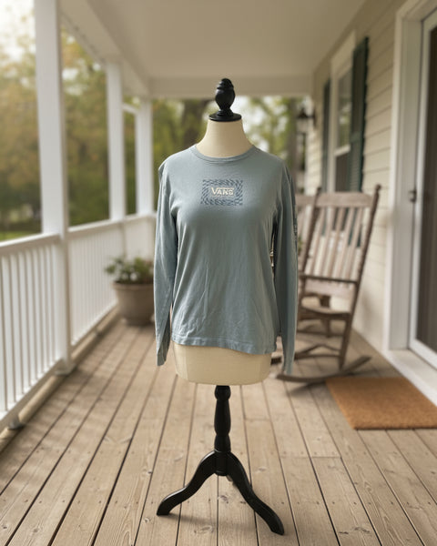"KC" Light Blue Vans Long Sleeve Tee: Med