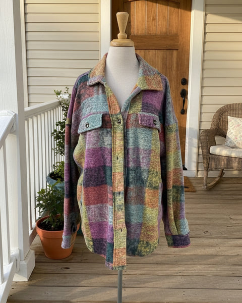 "KC" Lavender Multi Color Shacket: Small