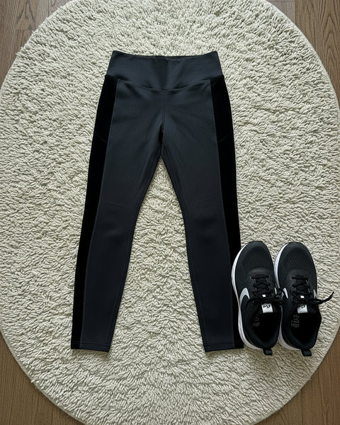 "KC" VS Pink Black Leggings With Velvet Stripe: Small