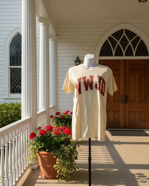 "KC" Ivory " WWJD" Graphic Tee: Small