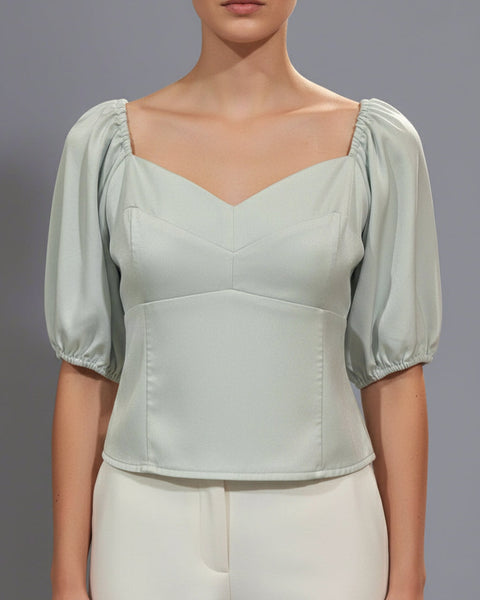 "KC" Ambercrombie Pale Blue Crop Top: Small