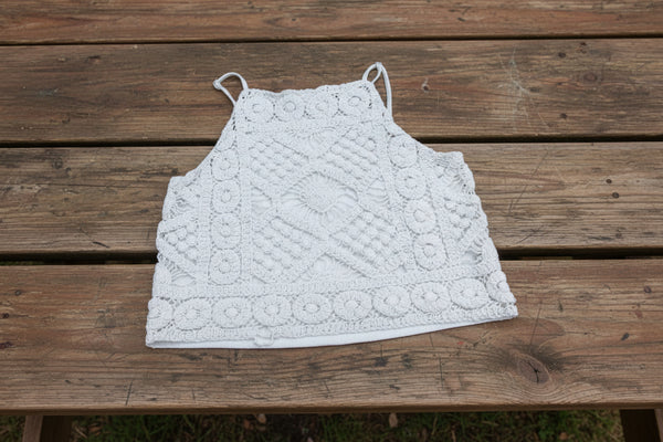 "KC" Ivory Crochet Crop Top Size: XS