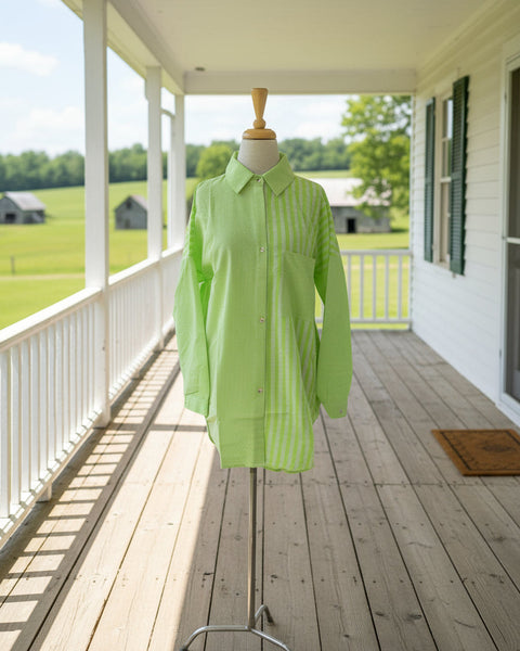 Willow Neon Green Button Up Top