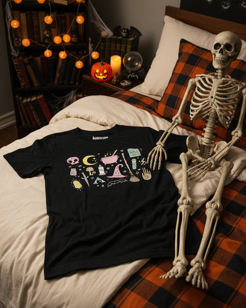 "KC" Black Spellbook Graphic Tee: XSmall