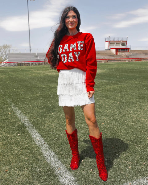 Red Leopard “Game Day” Graphic Sweatshirt - The Lace Cactus