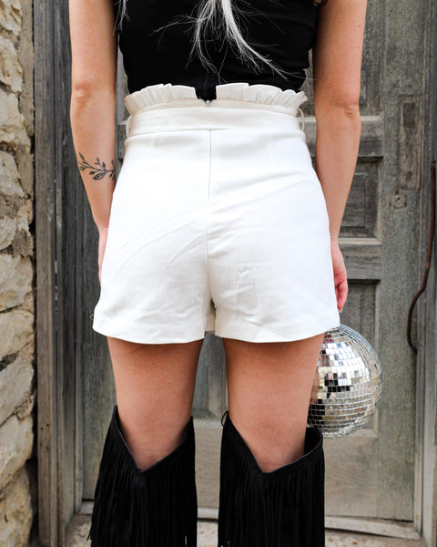 Demi White Twill Denim Skort - The Lace Cactus