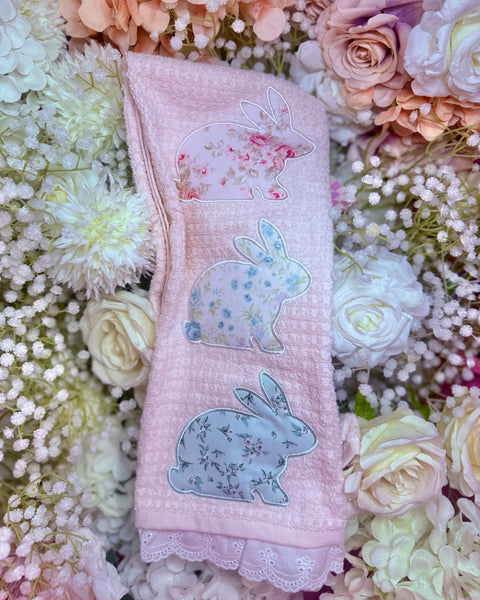 Pink Bunny and Lace Hand Towel