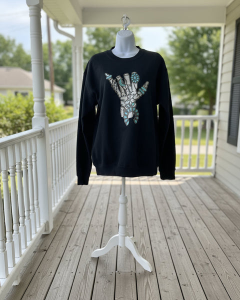 Black Skeleton with Rings Sweatshirt