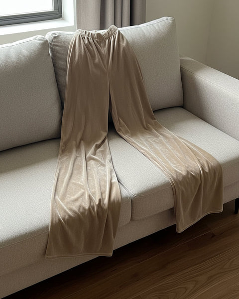 "KC" Fawn Shiny Velvet Pants: Small