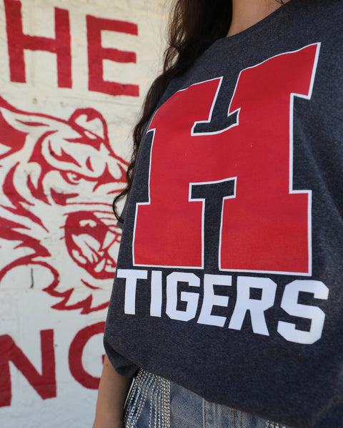 Dark Grey “Hico Tiger” Graphic Tee - The Lace Cactus