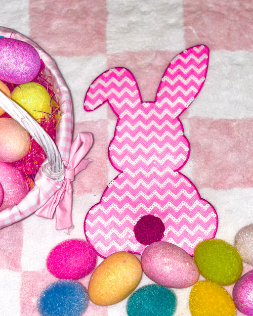 Neon Pink Chevron Sequin Bunny Patch 11” - The Lace Cactus