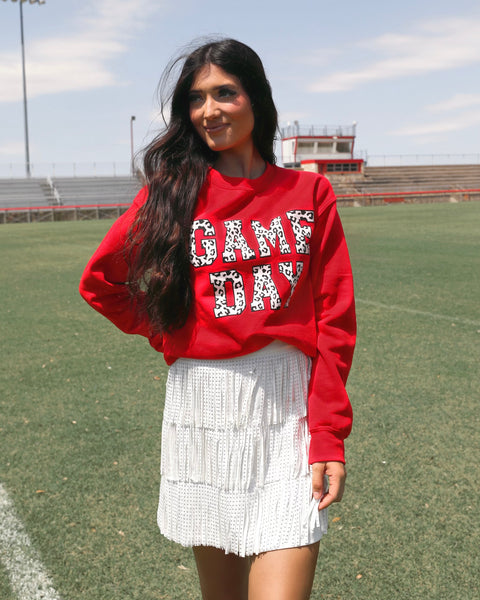 Red Leopard “Game Day” Graphic Sweatshirt - The Lace Cactus