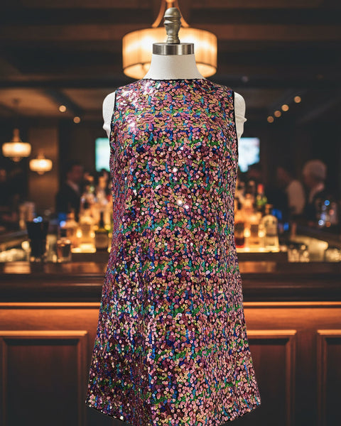 "KC" Multi Sequin Tank Dress: Small