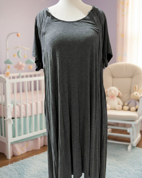 "KC" Dark Gray Maternity Delivery & Nursing Gown NWOT: O/S