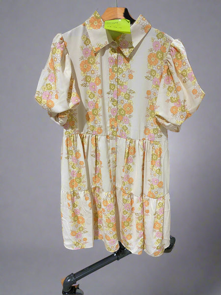 Cream Floral Multi Babydoll Dress