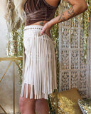Waneeta White Sand Fringe Skirt - The Lace Cactus